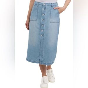 Wrangler Denim Button Front Midi Skirt Size 2 (Runs Large Fits More 4-6)